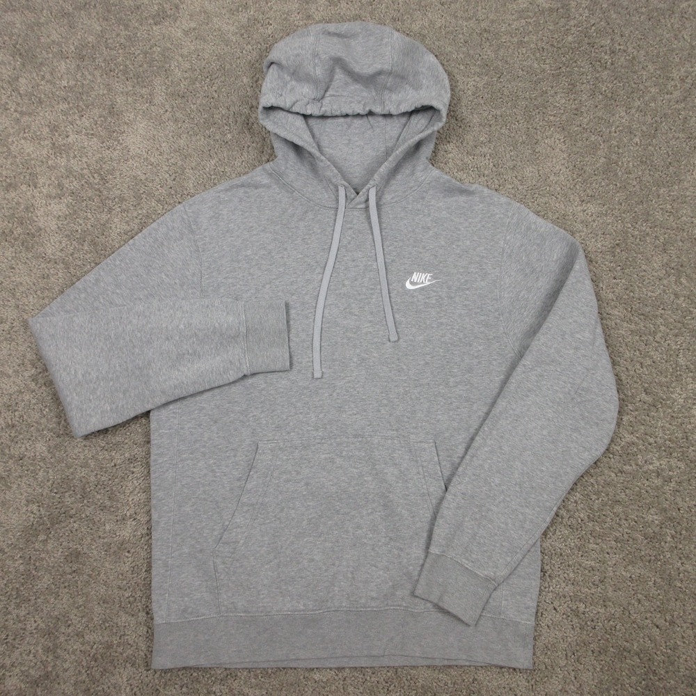 Nike Sweater Mens Medium Gray Sportswear Club Fleece Pullover Hoodie Sweatshirt‎
